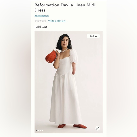 Reformation Davila White Linen Midi Dress - Picture 1 of 5